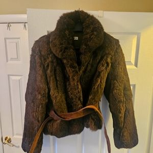 Chocolate brown rabbit fur jacket